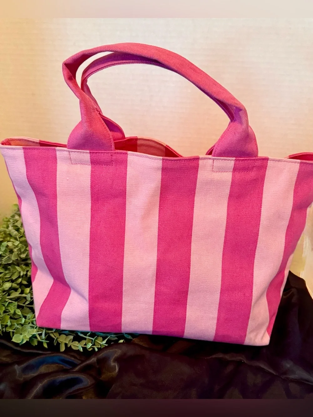 Victoria's Secret 2000’s Pink & Light Pink Striped Canvas Tote